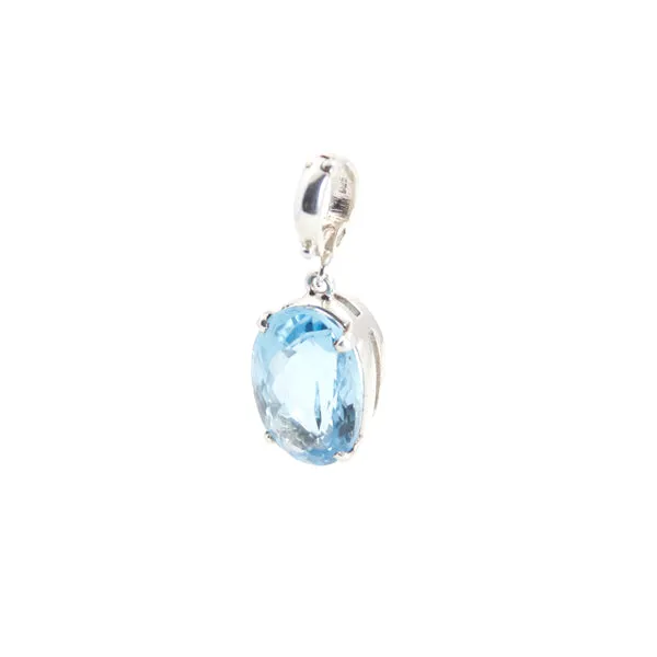 Pendant - Clip On Swiss Blue Topaz Sterling Silver