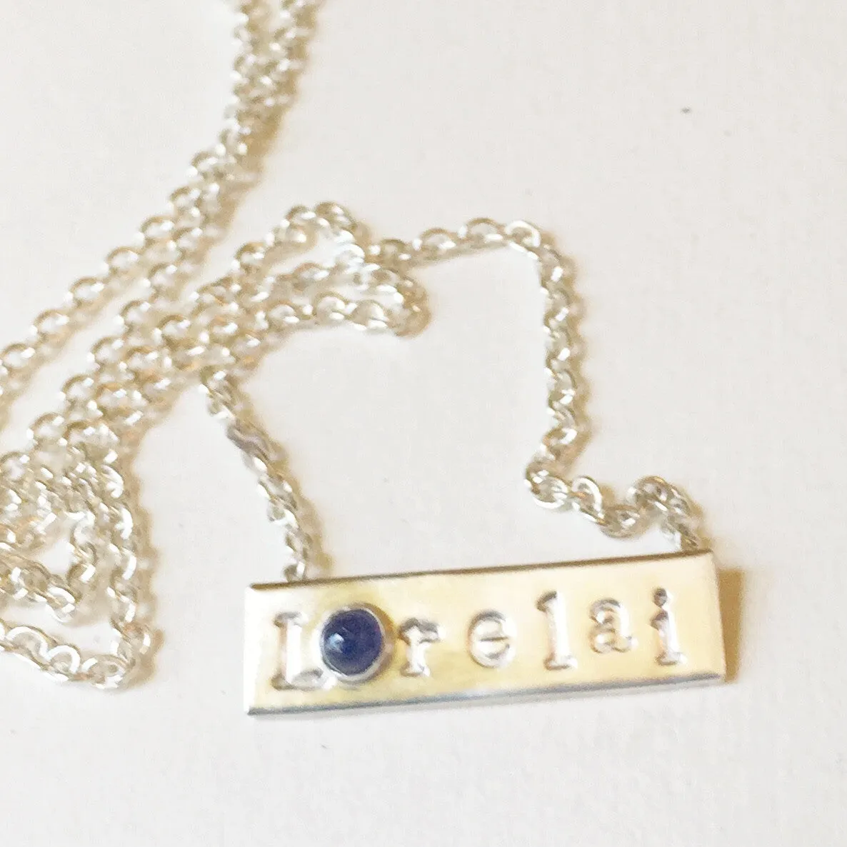 Personalized bespoke birthstone name necklace