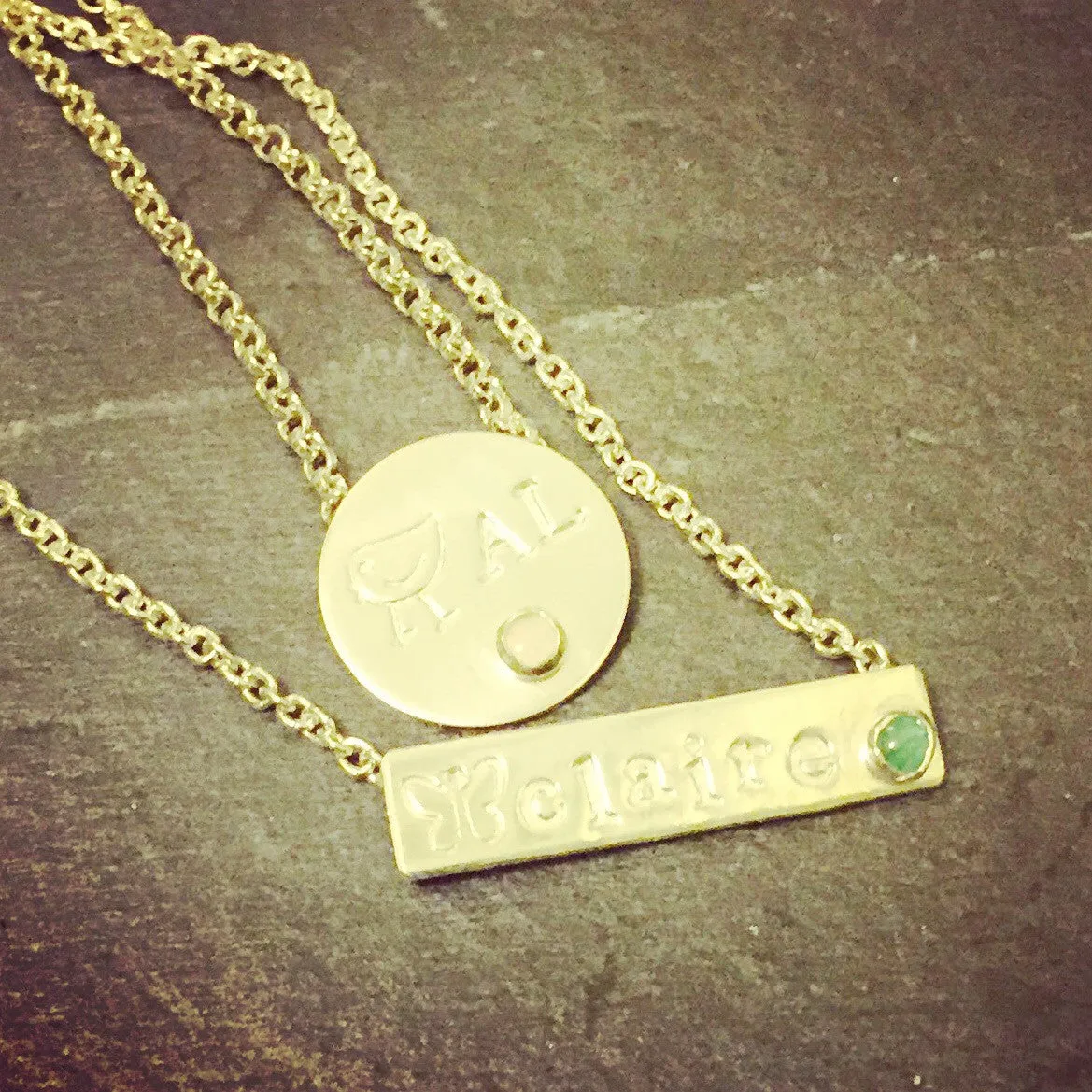 Personalized bespoke birthstone name necklace