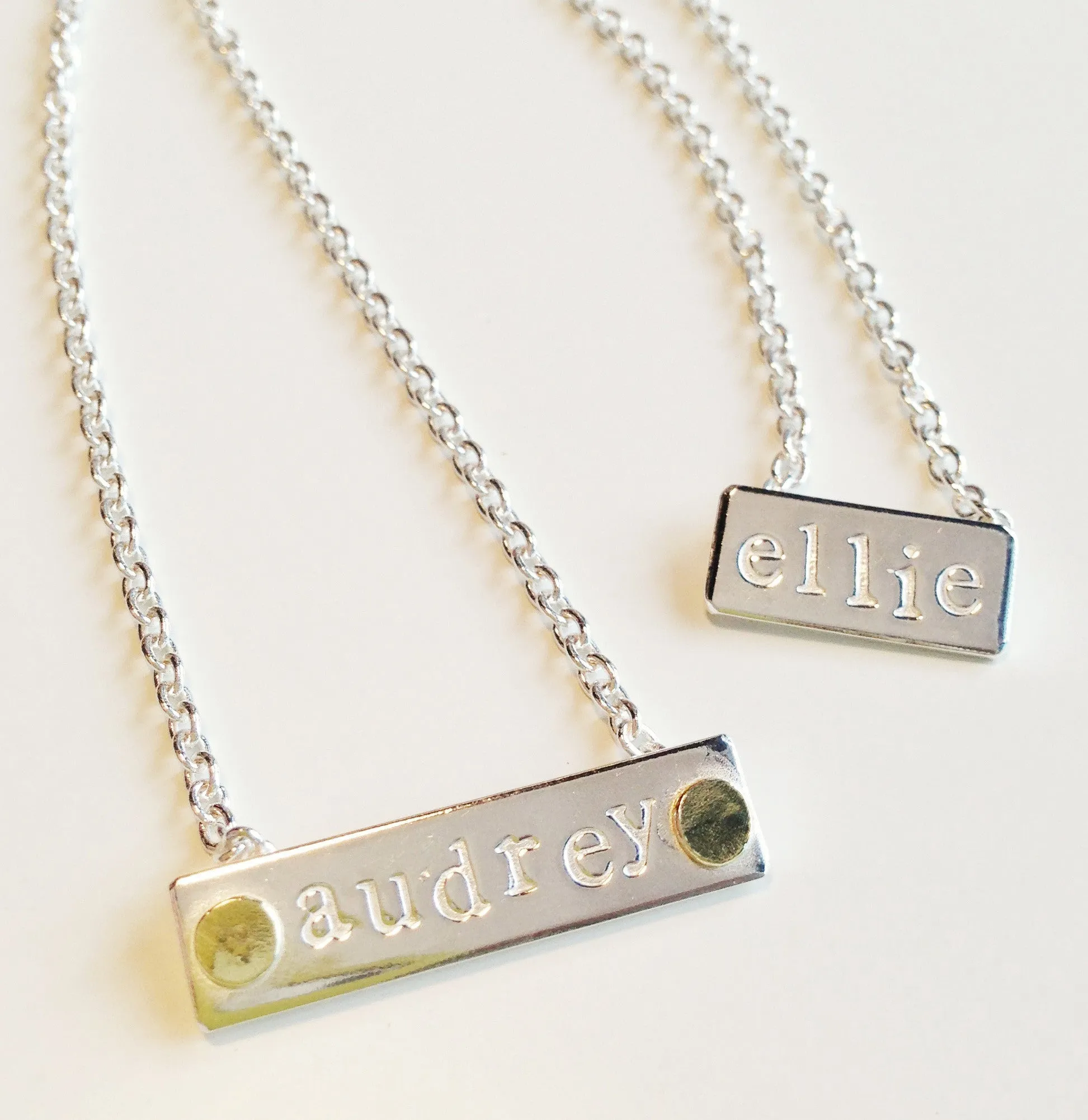 Personalized bespoke birthstone name necklace