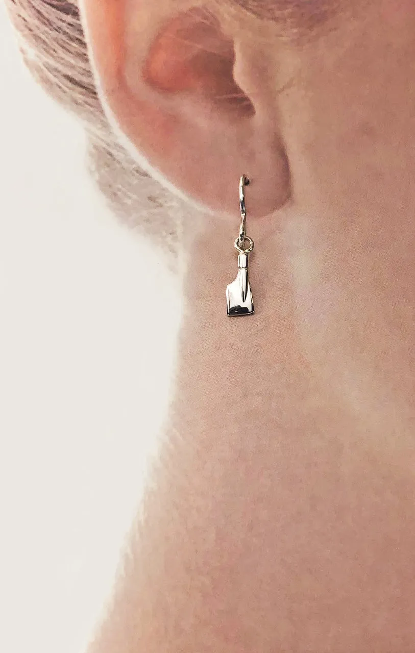 Petite Rowing Blade on French Wire Earrings Made by Rubini Jewelers.