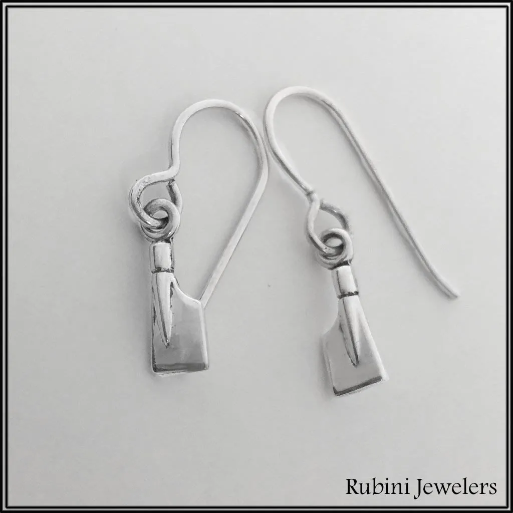 Petite Rowing Blade on French Wire Earrings Made by Rubini Jewelers.