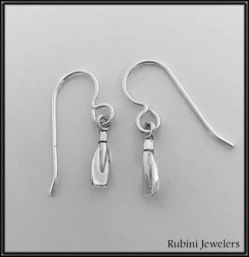 Petite Rowing Blade on French Wire Earrings Made by Rubini Jewelers.