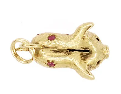 Piggy Bank Charm in 14 Karat Gold