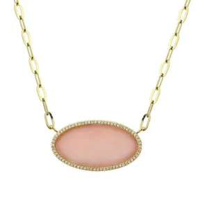 Pink Opal Oval Link Pendant Necklace