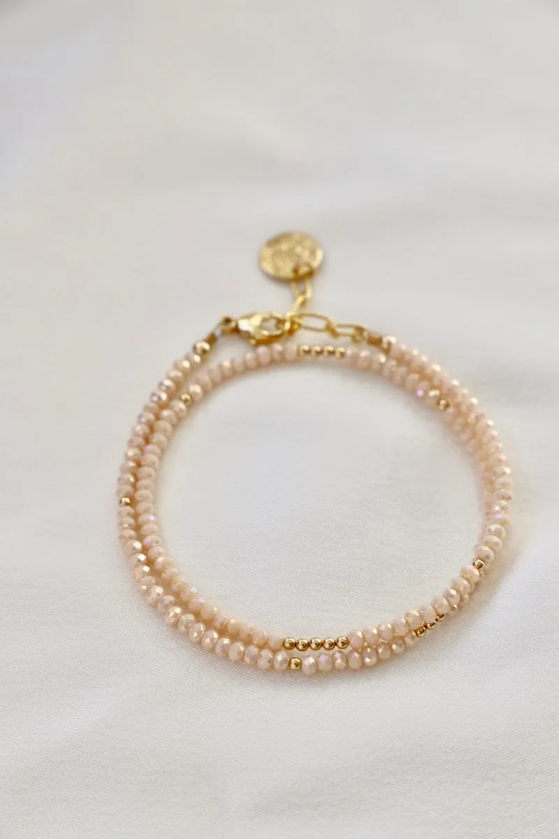 PINK OPAL PETITE DOUBLE WRAP BRACELET