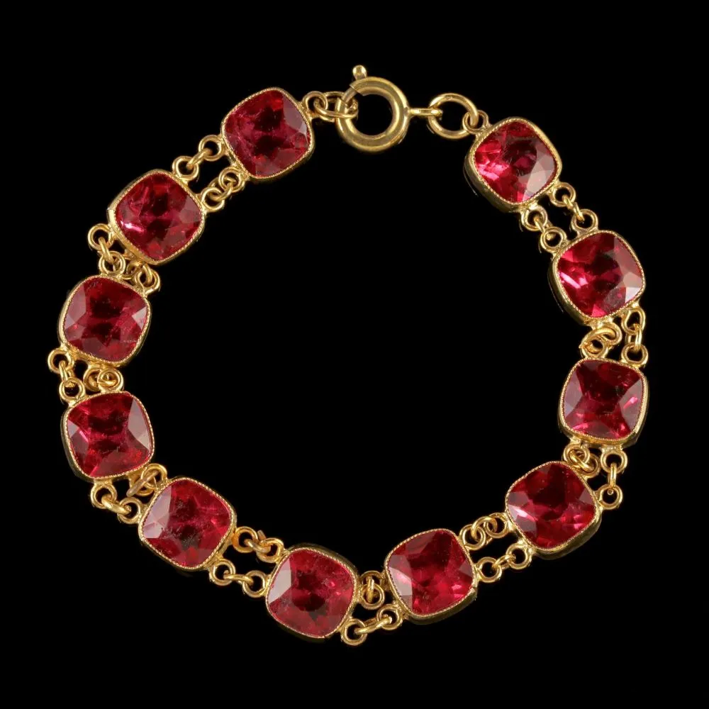 Pink Paste Bracelet Gold Silver Circa 1930