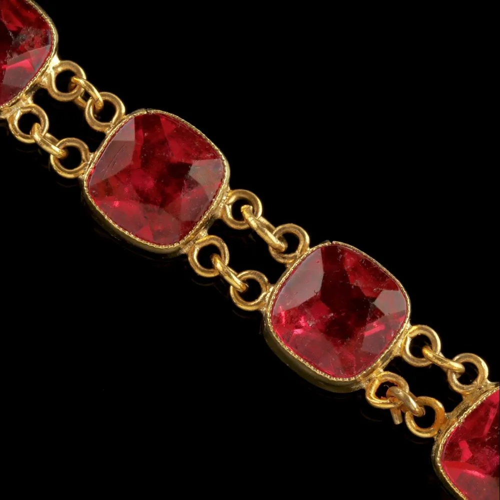 Pink Paste Bracelet Gold Silver Circa 1930