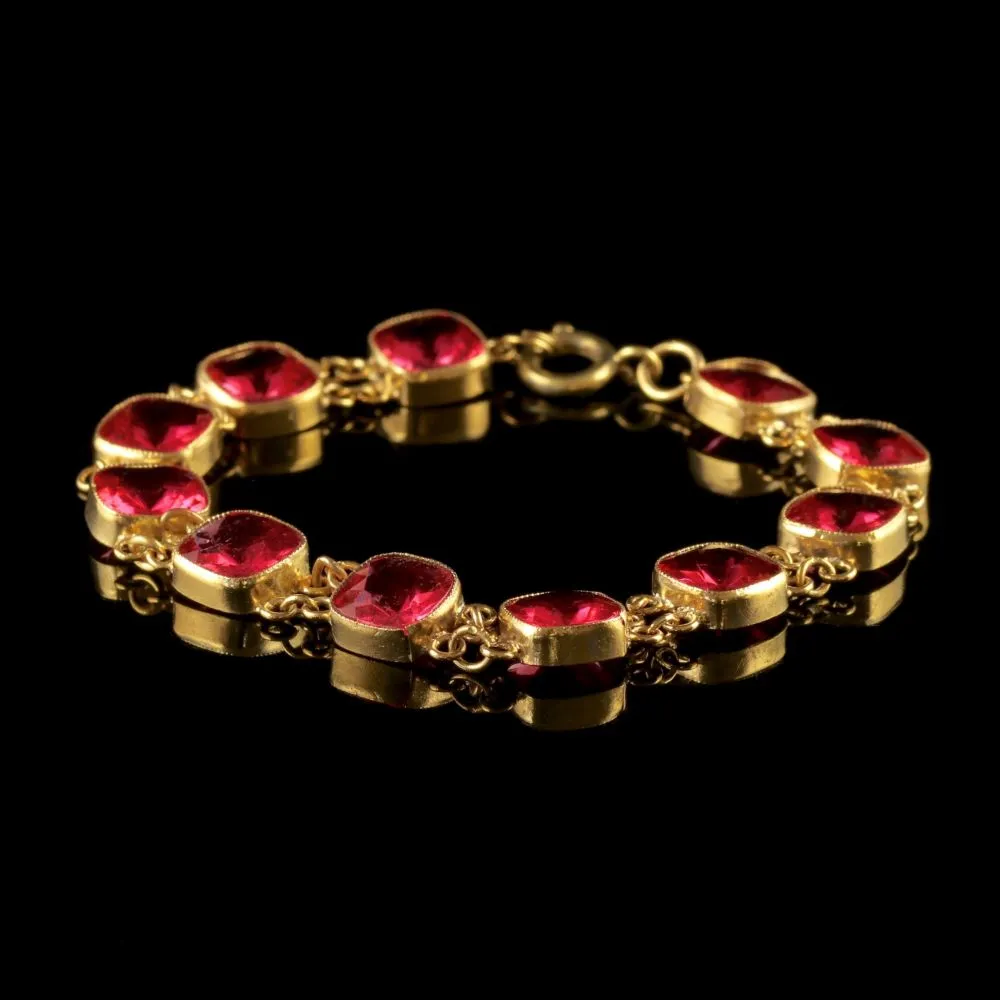 Pink Paste Bracelet Gold Silver Circa 1930