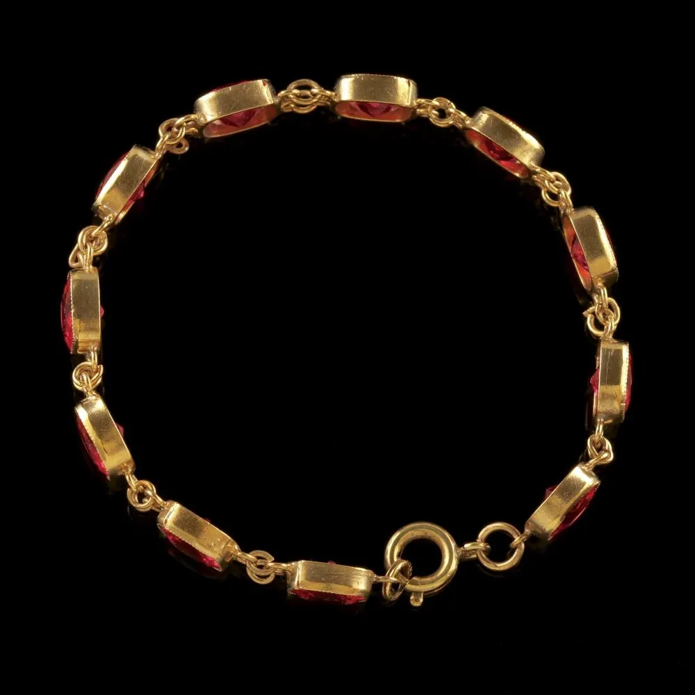 Pink Paste Bracelet Gold Silver Circa 1930