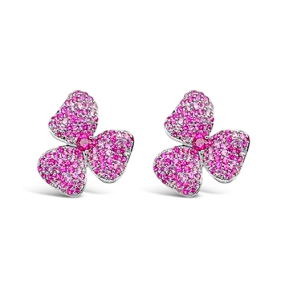 Pink Sapphire Flower Earrings