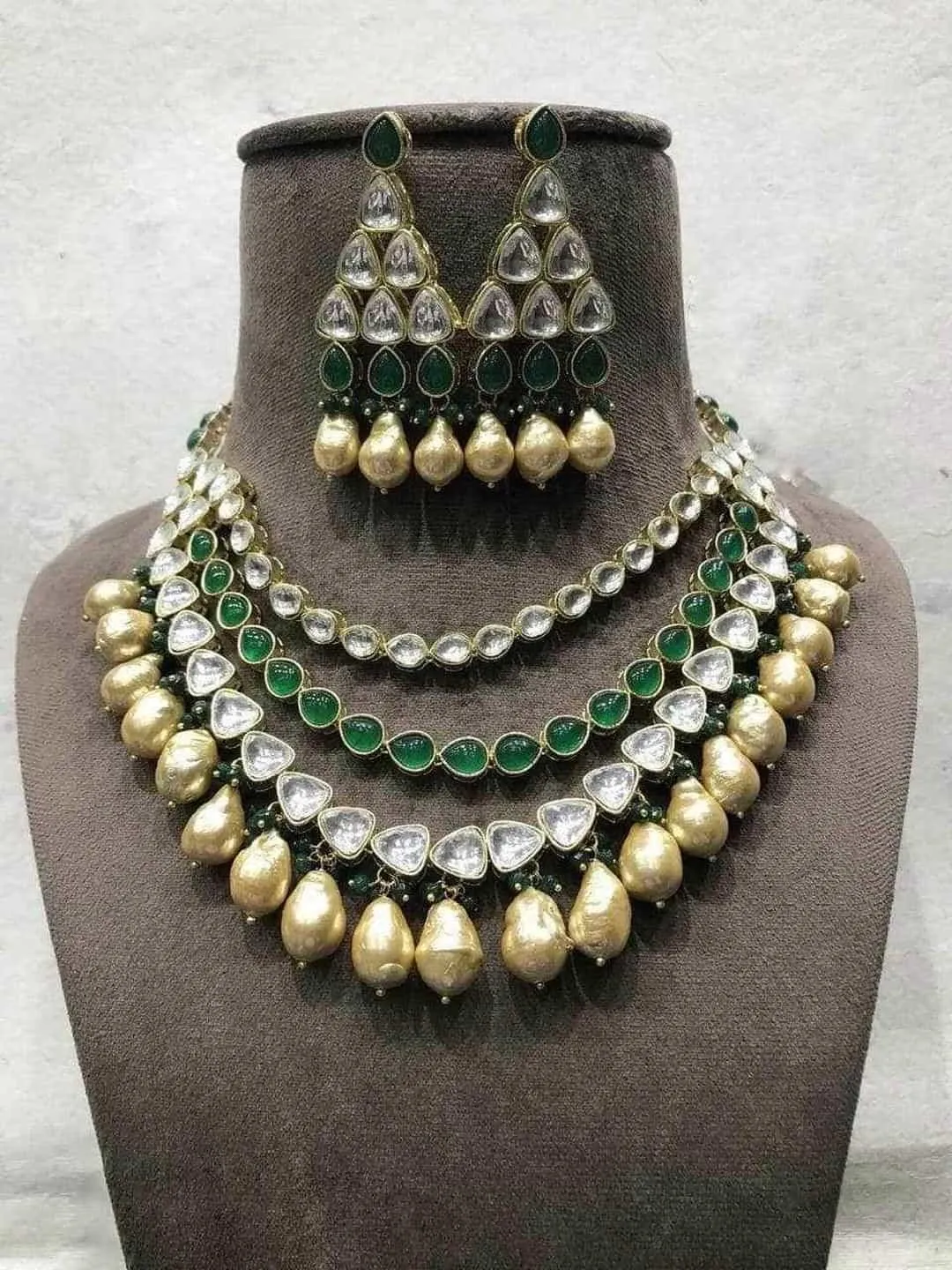 Polki Kundan With Real Pearls