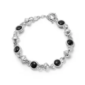 Polly Sayer Black Onyx Chain Bracelet Silver Plate