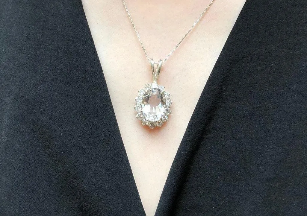 Princess Diana Pendant - Victorian Topaz Necklace - Large Vintage Necklace