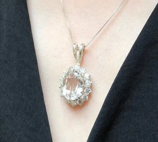 Princess Diana Pendant - Victorian Topaz Necklace - Large Vintage Necklace