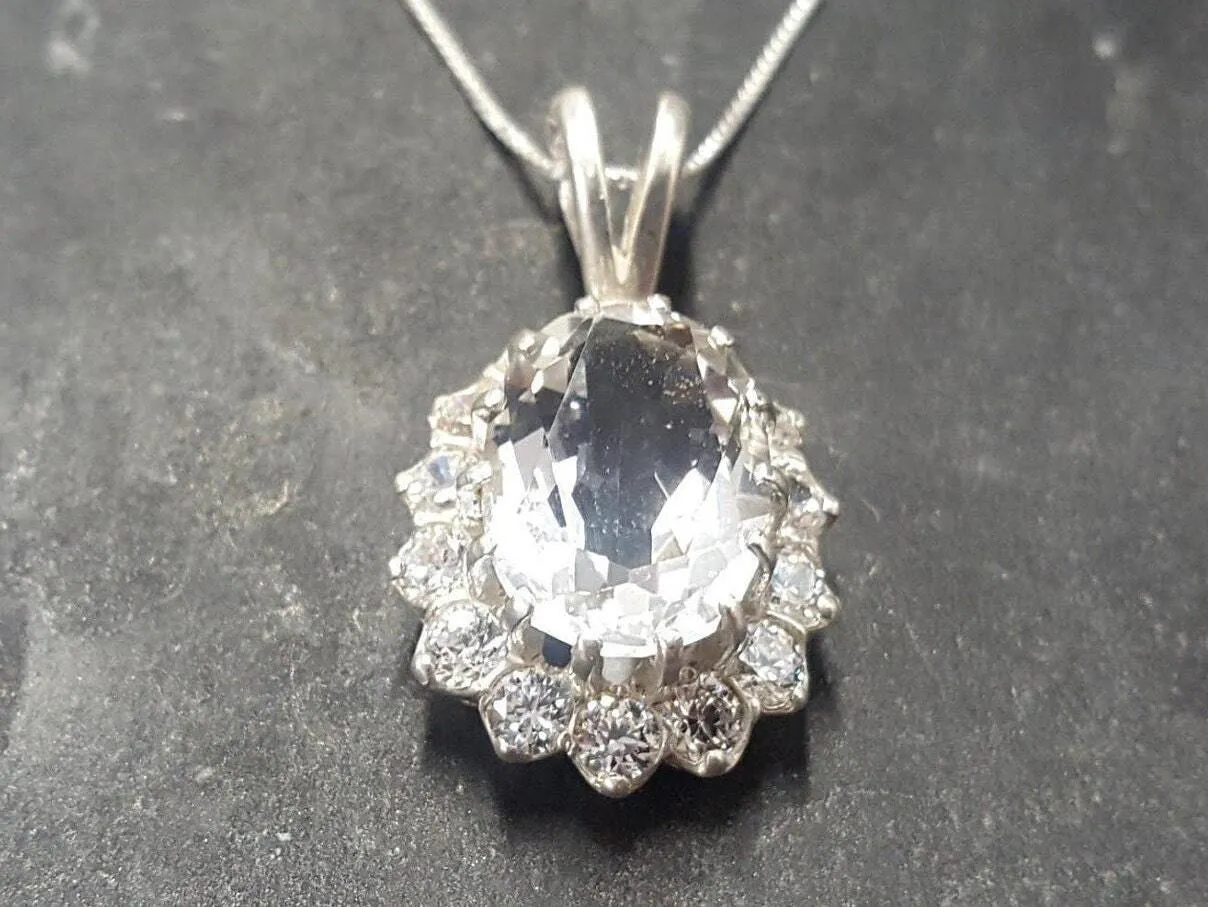 Princess Diana Pendant - Victorian Topaz Necklace - Large Vintage Necklace