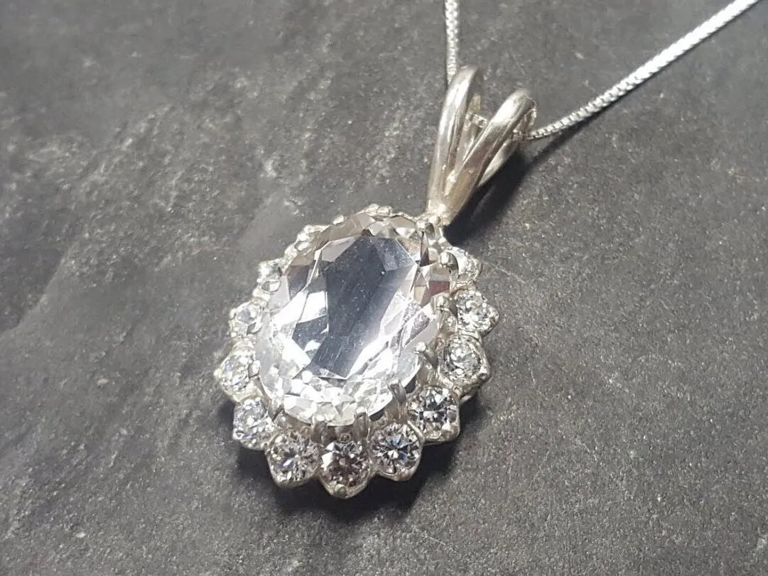 Princess Diana Pendant - Victorian Topaz Necklace - Large Vintage Necklace