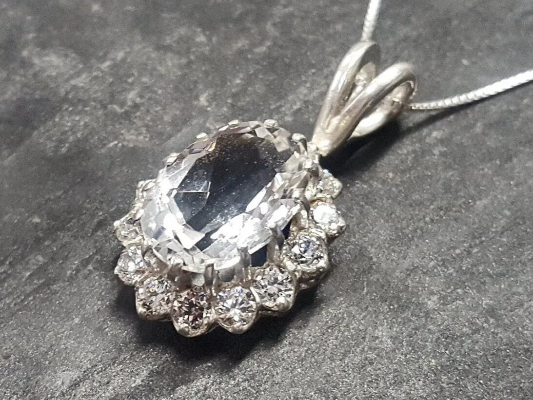 Princess Diana Pendant - Victorian Topaz Necklace - Large Vintage Necklace