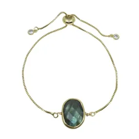 Pull Chain Bracelet: Bezel Set Oval Gemstone: Labradorite (PGBT708LD)