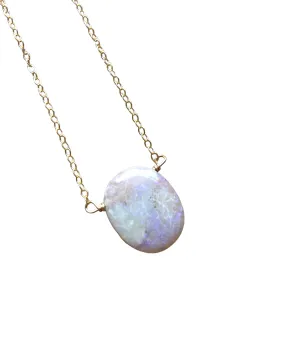 Purple Australian Opal Pendant Necklace Gold Filled