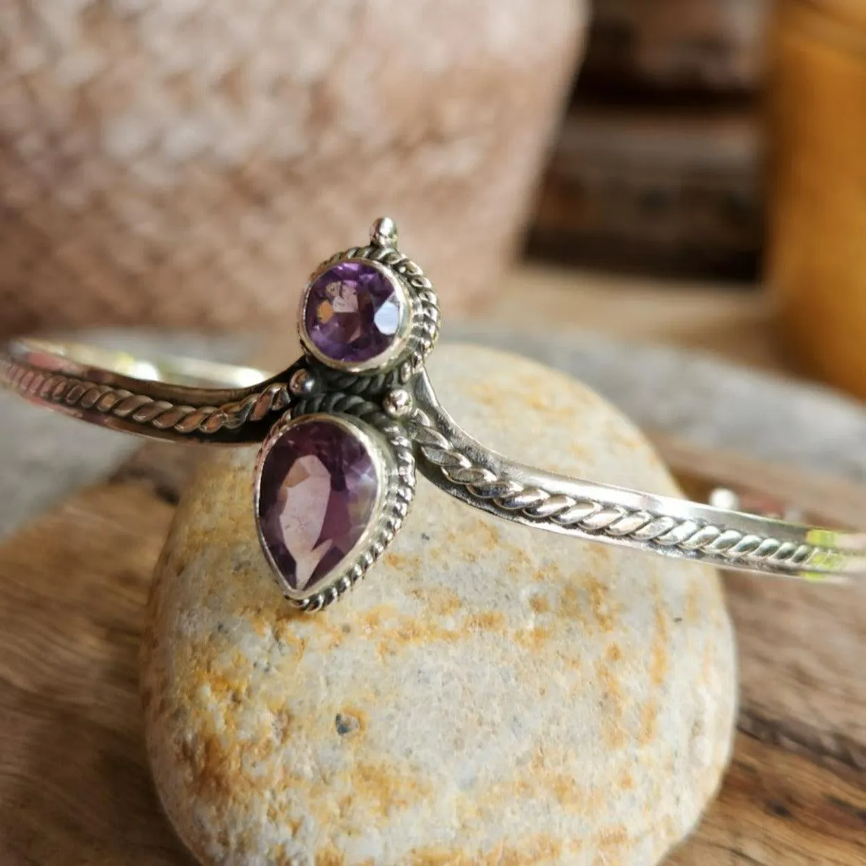 PURPLE DROPS - 925 SILVER CUFF