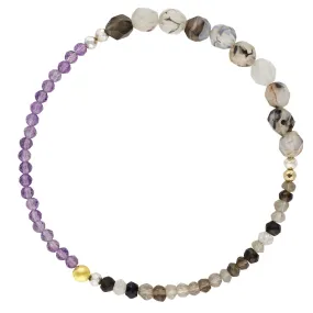 Pyrite's Booty Bracelet in Rutilated Quartz & Amethyst & Shaded Onyx