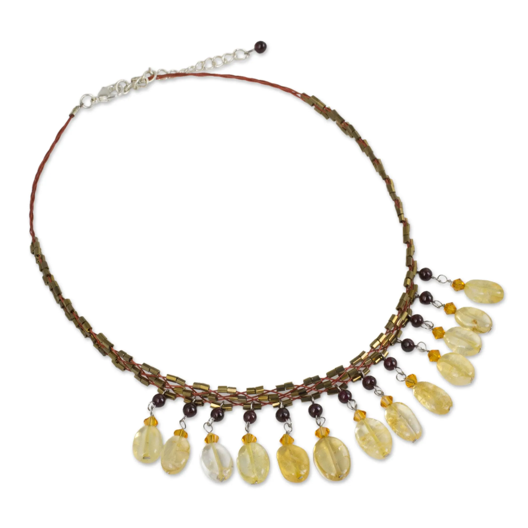 Raindrops Beaded Citrine Choker Necklace