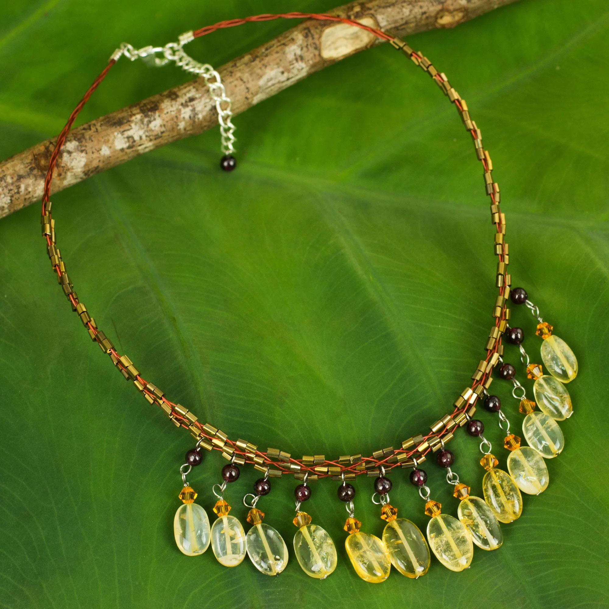 Raindrops Beaded Citrine Choker Necklace