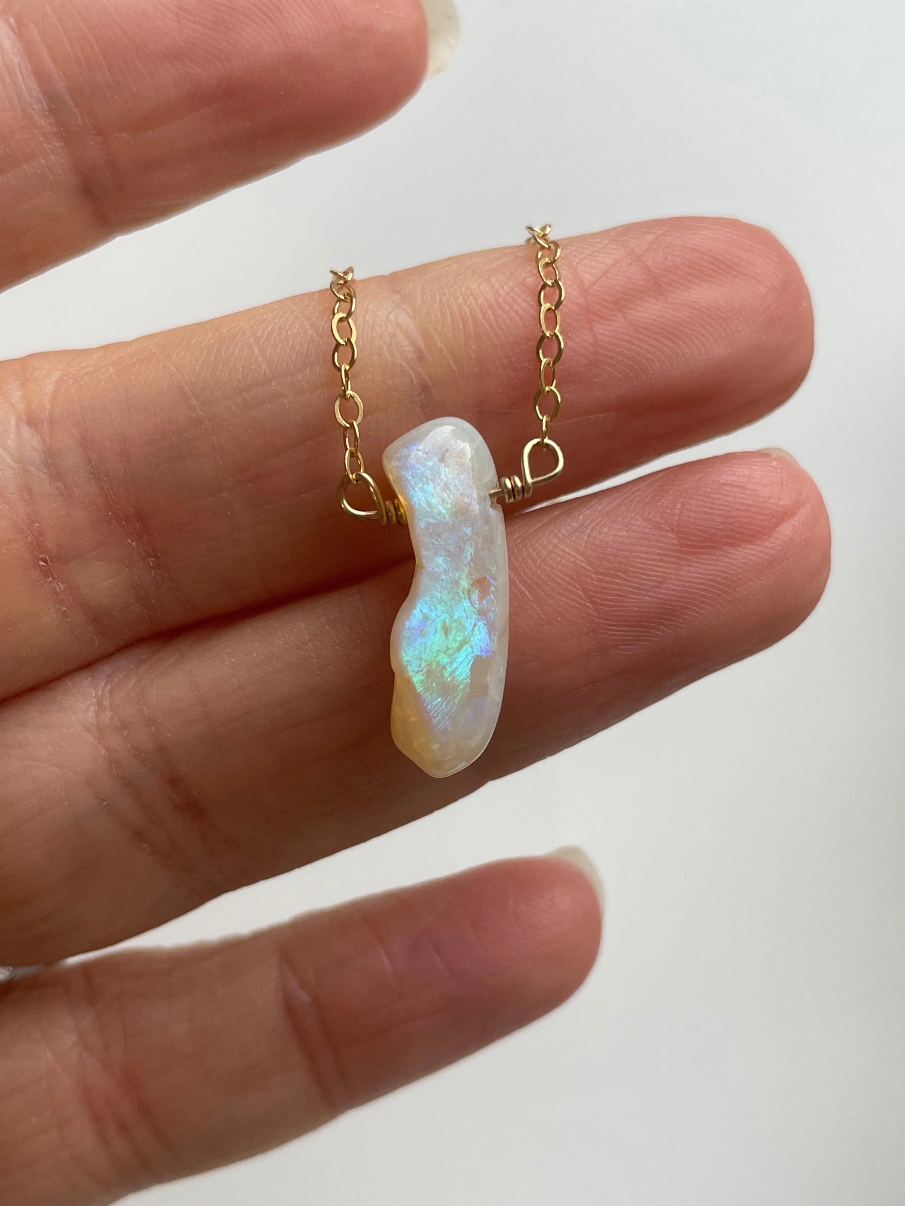 Raw Australian Opal Necklace Gold Filled 16”