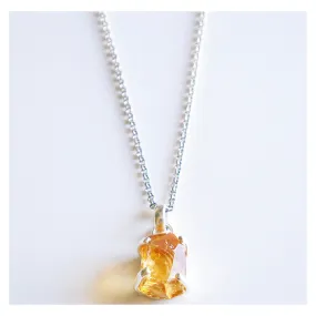 Raw Citrine Gemstone Pendant Necklace 925 Sterling Silver Birthstone Necklaces Raw Gemstones