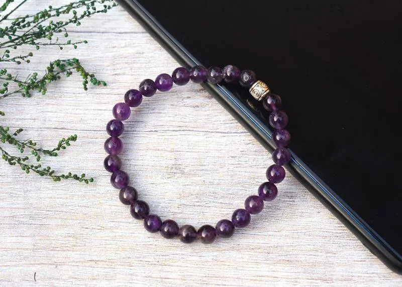 Real Amethyst Stone Healing Bracelet - Purple