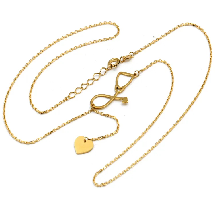 Real Gold Stethoscope With Dangler Heart Adjustable Size Necklace 7883 N1396