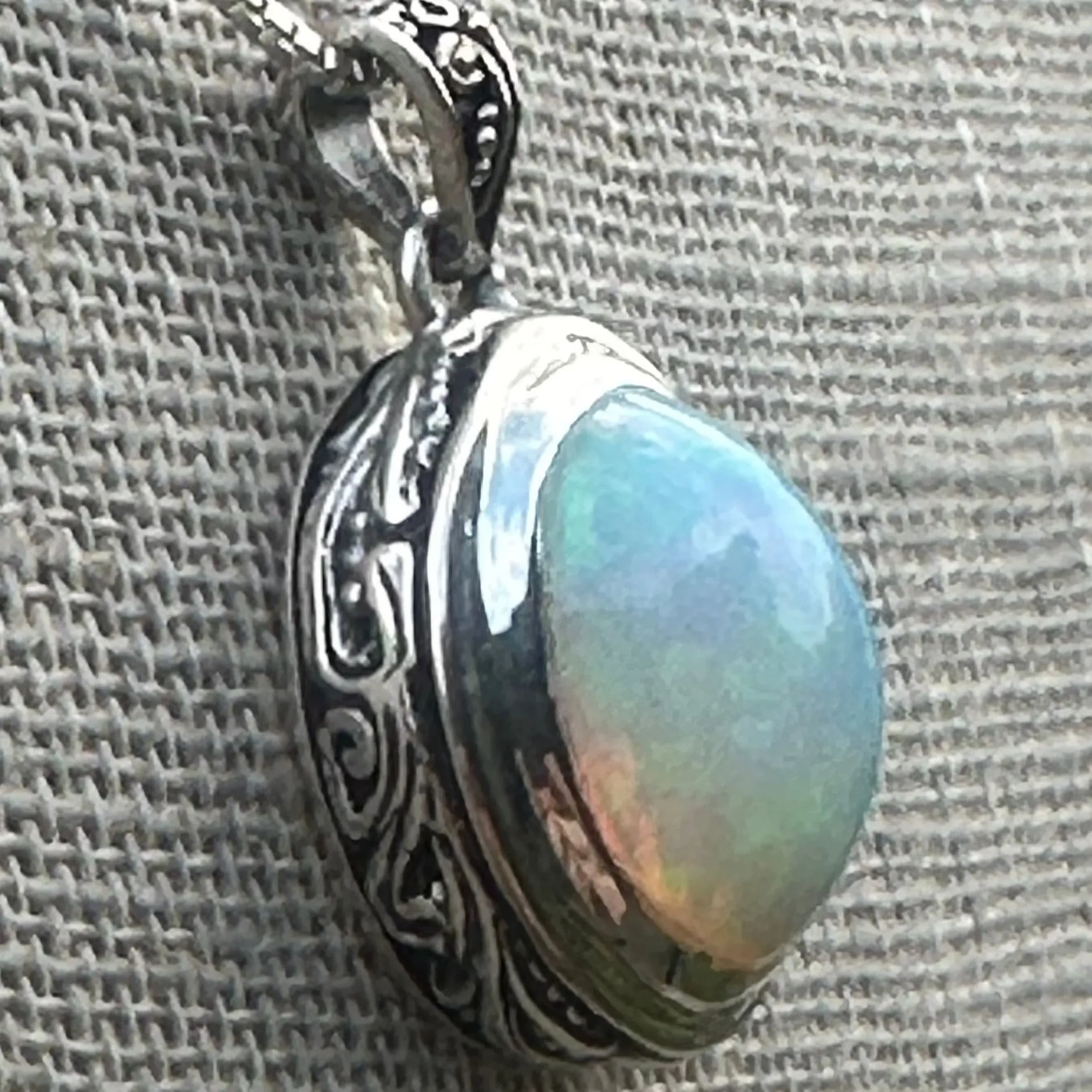 Real Opal Necklace Sterling Silver