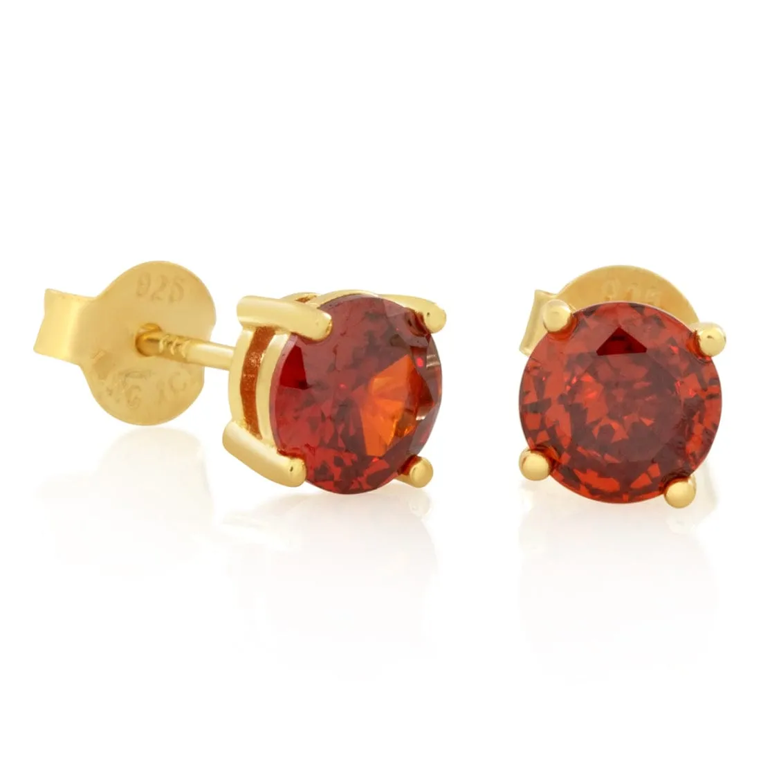 Red Brilliant-Cut Stud Earrings