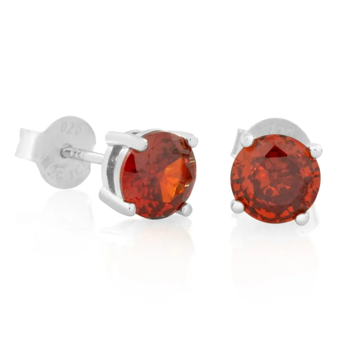 Red Brilliant-Cut Stud Earrings