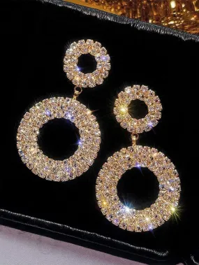 Rhinestone Circle Drop Earrings