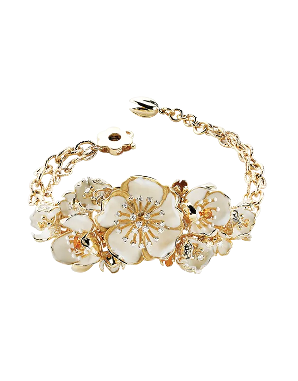 Roberto Bravo - 14ct Yellow Gold Diamond Gemstones & White Enamel Bracelet - 771267