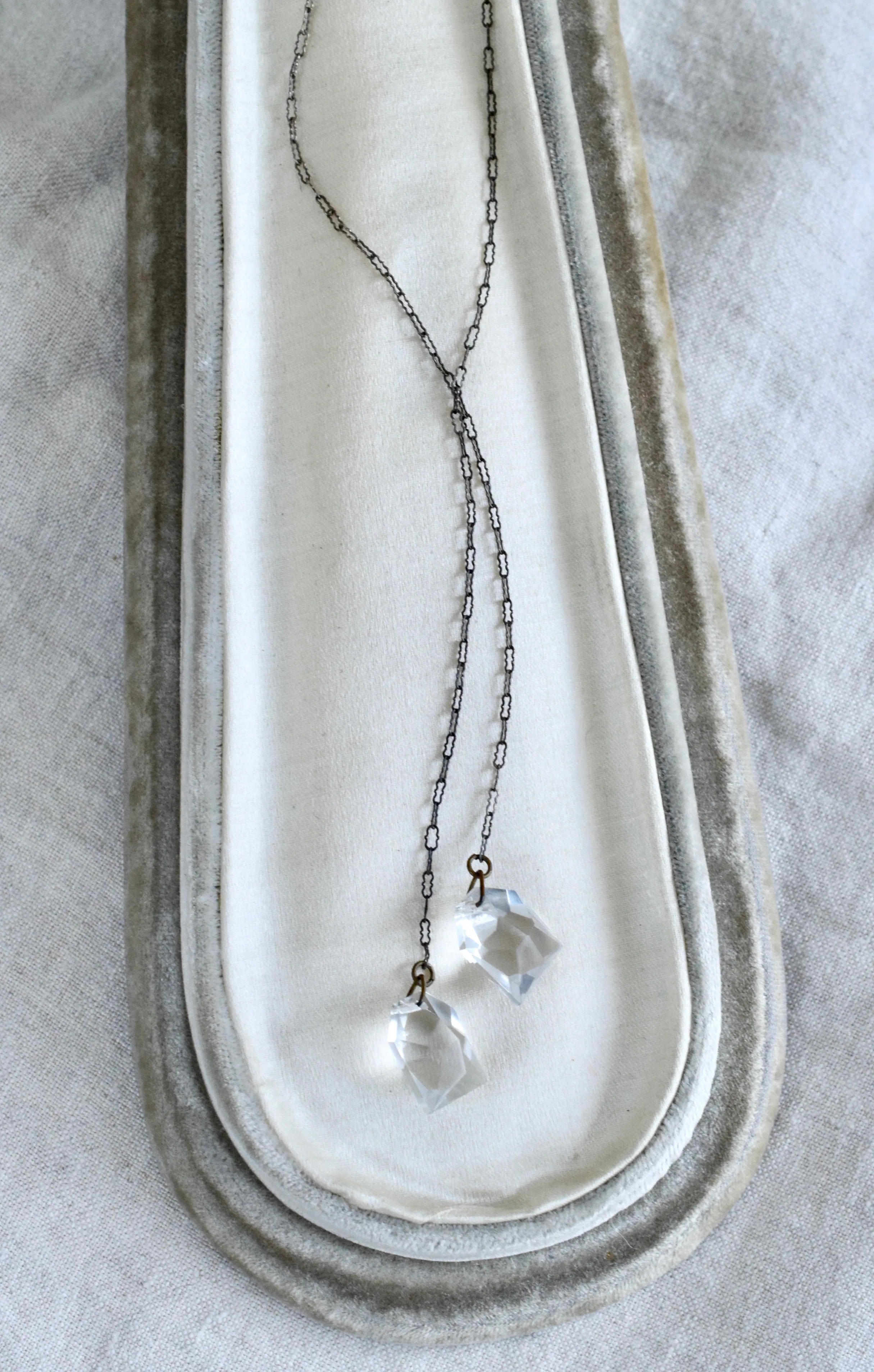 Rock Crystal Lariat Necklace