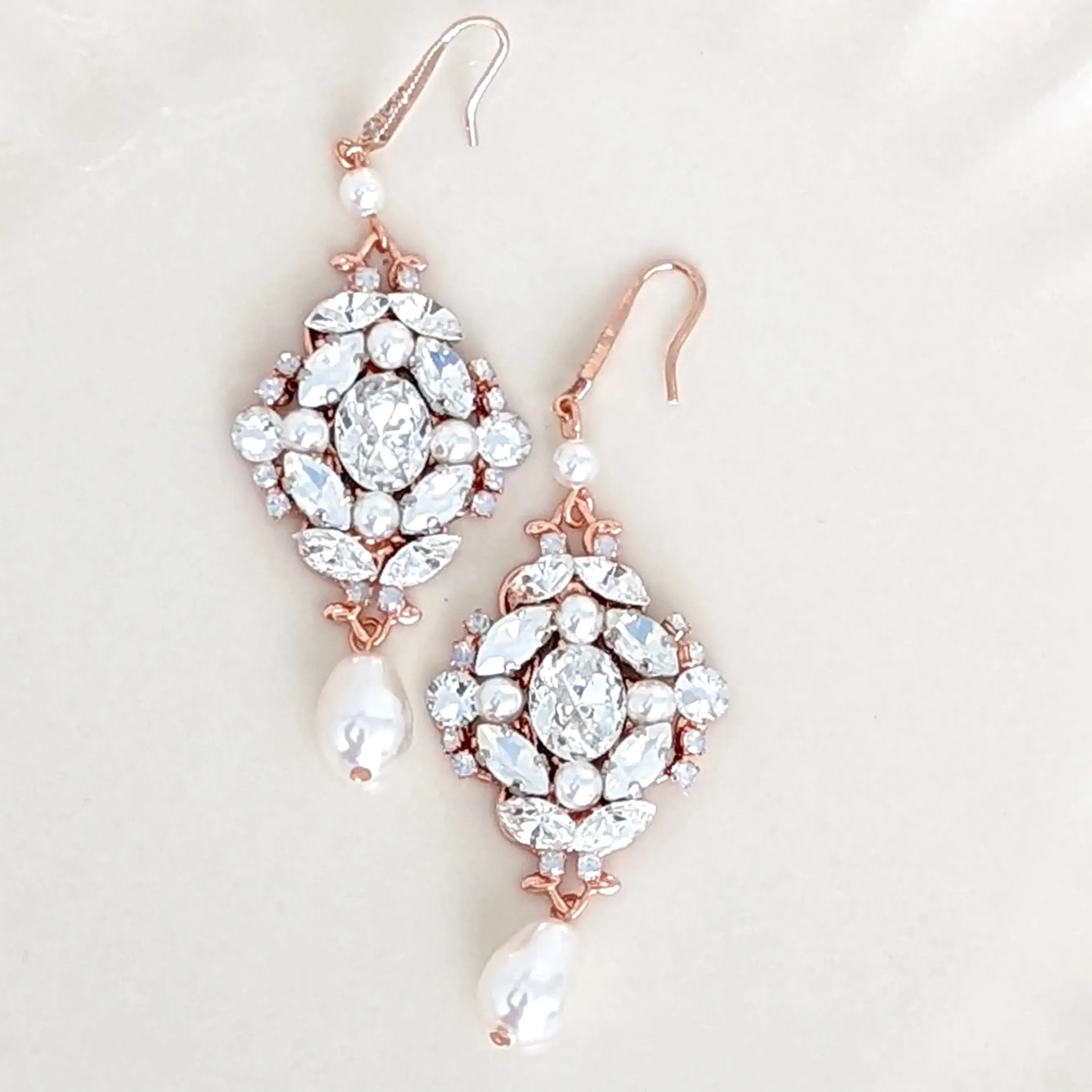 Rose Gold Wedding Earrings