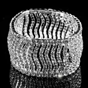 Roselle Wavy Stretch Rhinestone Cuff Bracelet