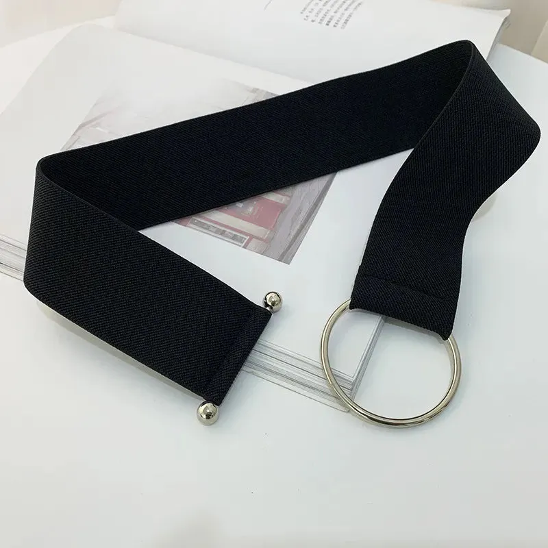 Round Buckle Elastic Waist Belt