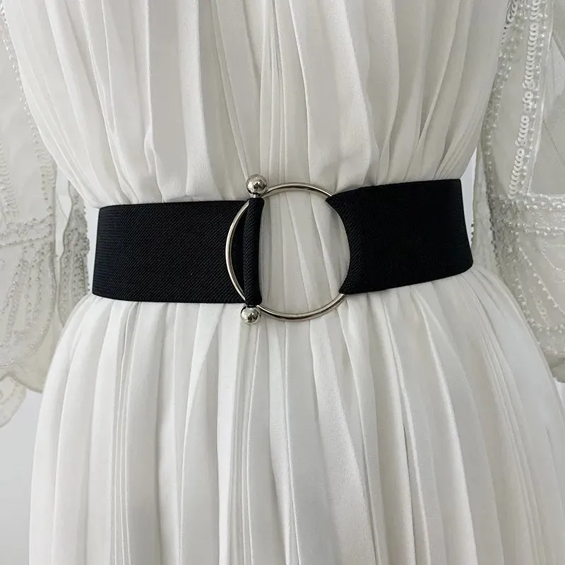 Round Buckle Elastic Waist Belt