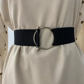 Round Buckle Elastic Waist Belt