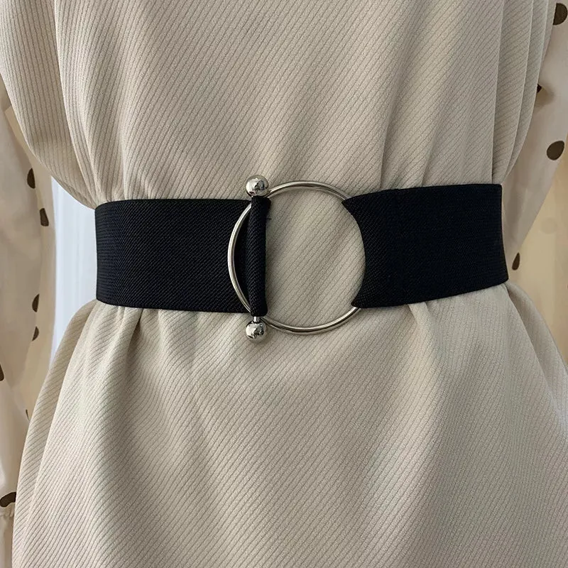 Round Buckle Elastic Waist Belt