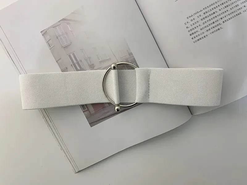 Round Buckle Elastic Waist Belt