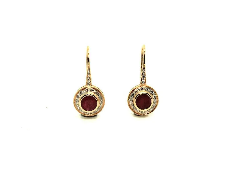 Ruby & Diamond Art Deco Earrings Ad No.0191 (5mm)