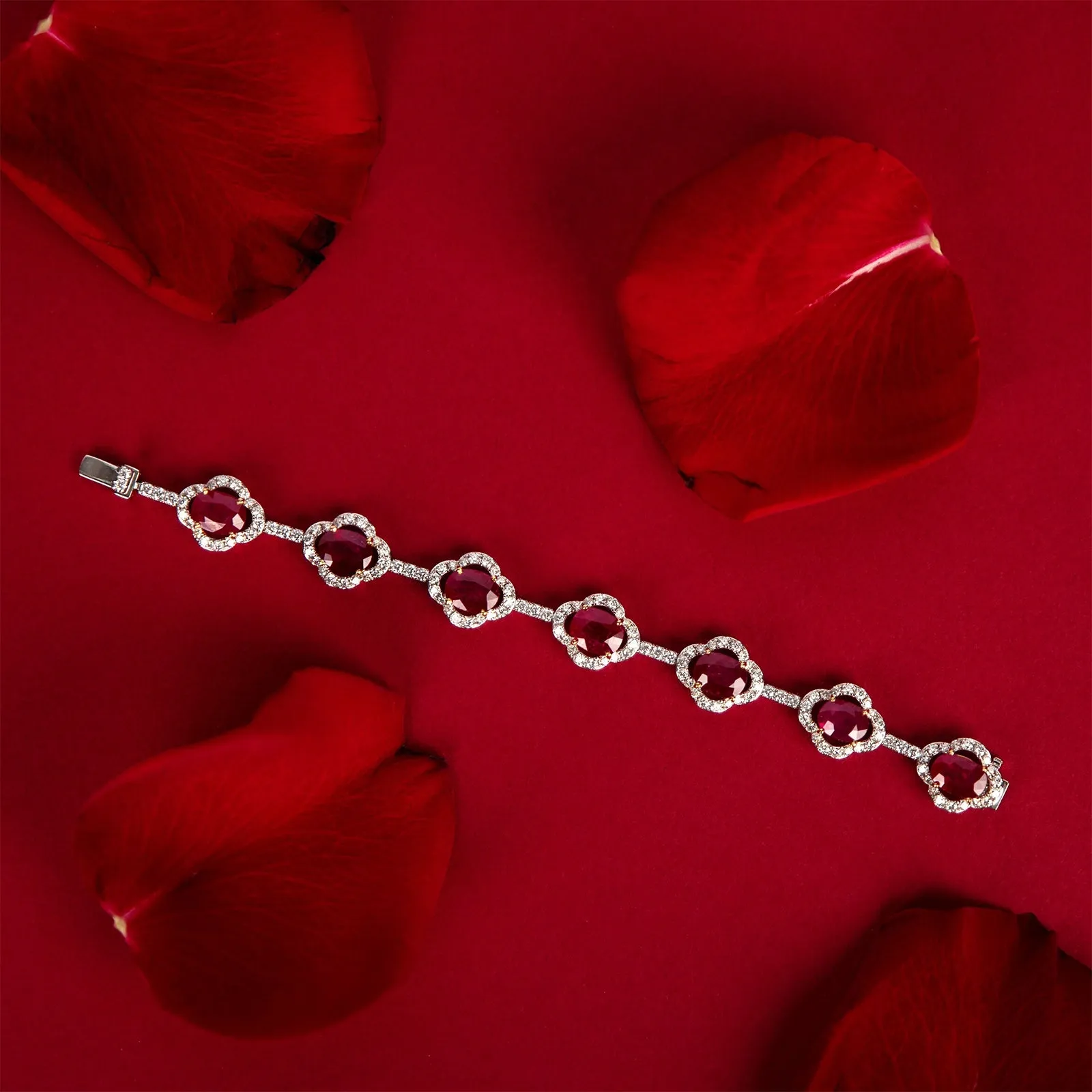 Ruby & Diamond Clover Bracelet