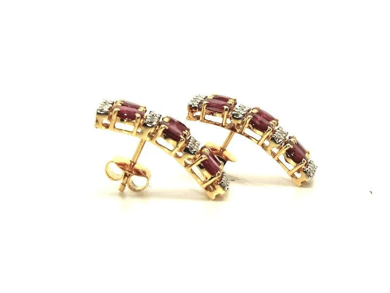 Ruby And Diamond 2row Parallel Earring Ad No.0986