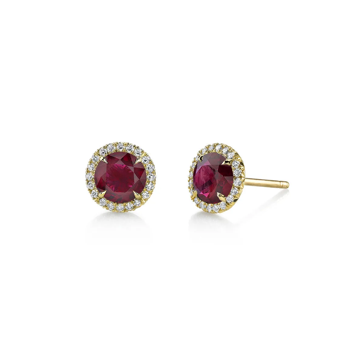 Ruby and Diamond Stud Earrings