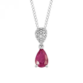 Ruby and Diamond White Gold Droplet Pendant GP2303R